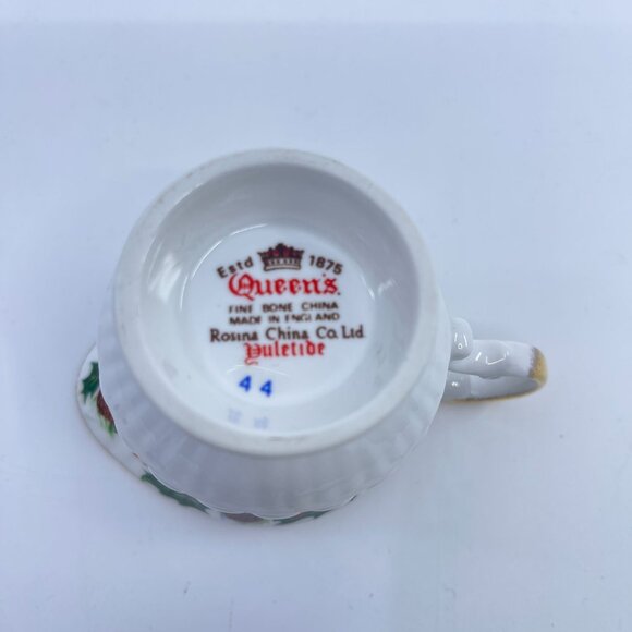 vintage queens yuletide cream sugar bowl holly berries pinecone design - Picture 6 of 6